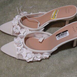 Women's Lupita Mesh Rhinestone Peep Toe Mule Heels with Memory Foam Insole 8